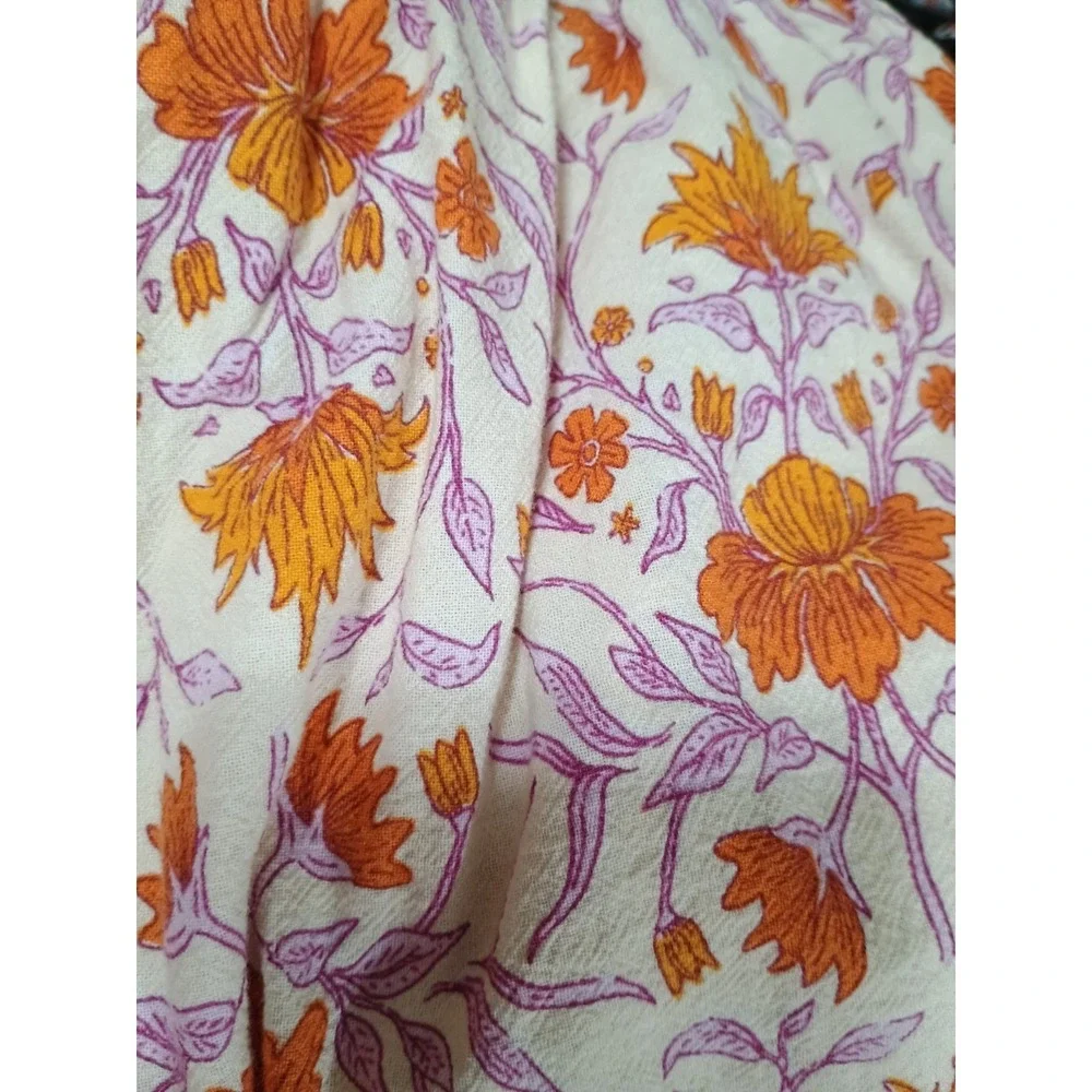 Women's S Cotton Prairie Core  Boho Cotton Pockets V-neck Dress Universal Thread